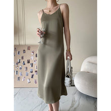Load image into Gallery viewer, French Acetate Draping Satin Cami Dress Long Women Dress Spring