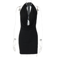 Load image into Gallery viewer, Women Solid Color Halter Deep V Plunge neck Backless Sexy Slim Hip Dress