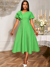 Load image into Gallery viewer, Water Ripple Diagonal Collar Party Dress Asymmetric Ruffled Waist A line Dress