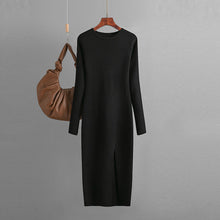 Load image into Gallery viewer, Autumn Winter Slim Fit Knitted Dress Women Inner Wear Outer Wear Mid Length Long Sleeve Tight Bottoming Hip