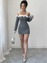 Load image into Gallery viewer, Lace Dress Stitching Hand Crocheting off Shoulder Dress Oversleeves Separated Type Knitted Dress Women Clothing Woolen Dress