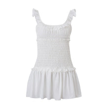 Load image into Gallery viewer, Women Clothing Spring Sexy Elegant Wooden Ear Pleated Strap Pleated Dress Short for Women