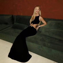 Load image into Gallery viewer, Fall Women Clothing Sexy Waist Hollow Out Cutout out Maxi Dress round Neck Sleeveless Solid Color Dress