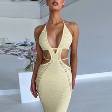 Load image into Gallery viewer, Sexy Pure Want to Hang Neck Wrapped Chest Hollow Out Stitching Lace up Dress for Women