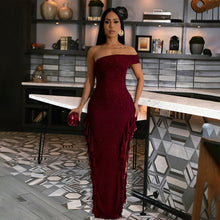 Load image into Gallery viewer, Women Clothing Slim Fit Slit Dress Sexy off the Shoulder Maxi Dress Women