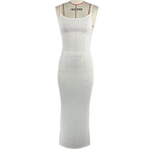 Load image into Gallery viewer, Women Clothing Sunken Stripe Slim Fit Suspender Dress Sexy Big Backless Tied Dress