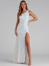 Load image into Gallery viewer, Sequined Sleeveless Slit Shoulder Belt Tight Party Dress
