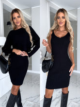 Load image into Gallery viewer, Women Autumn Sunken Stripe Long Sleeved Top Suspender Two Piece Sets