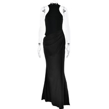 Load image into Gallery viewer, Women Dress round Neck Sleeveless Slim Fitting Patchwork Maxi Dress Hollowed out Dress
