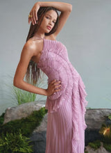 Load image into Gallery viewer, Spring Summer Pleated Ruffled Halter Backless a Swing Chiffon Elegant Dress