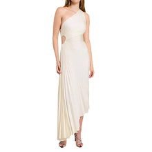 Load image into Gallery viewer, Women Clothing One Shoulder Diagonal Collar Pleated Hollow Out Cutout Dress
