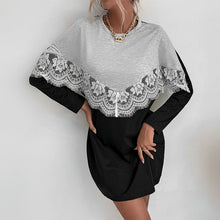Load image into Gallery viewer, Autumn Casual Dress Loose round Neck Long Sleeve Color Matching Sweater Dress