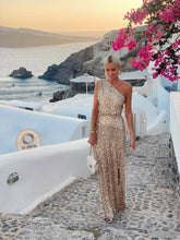 Load image into Gallery viewer, Summer One Shoulder Split Sequined off Shoulder Elegant Dress