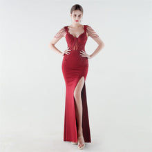 Load image into Gallery viewer, Heavy Industry Boning Corset Waist Binding Rhinestone Floral Evening Dress