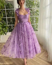 Load image into Gallery viewer, Women Wedding Dress Tulle Spaghetti Straps Sleeveless High Slit Bridal Party Beach Dress
