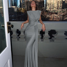 Load image into Gallery viewer, Women Clothing Winter Slim Pleated Solid Color Sleeveless Dress Women