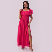 Load image into Gallery viewer, Spring Summer Women Clothing Sexy off Shoulder Tube Top Dress Folding Chiffon Big Hem Dress Maxi Dress