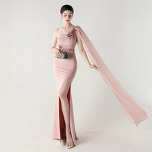 Load image into Gallery viewer, Tulle Shawl Three Dimensional Bead Tube Embroidery Craft One Shoulder Slim Slimming Social Celebration