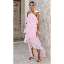 Load image into Gallery viewer, Goods Spring Summer Ruffled Elegant Halter Solid Color Cake Chiffon Dress