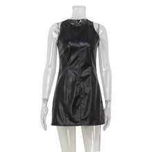 Load image into Gallery viewer, Women Clothing Sexy Sleeveless Vest Dress Slim Fit Slimming Retro Faux Leather Dress Short Dress