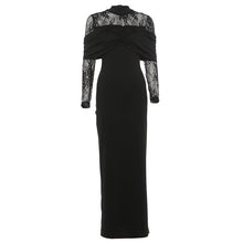 Load image into Gallery viewer, Winter Women Clothing Elegant Graceful Slim Fit Pleated Design Lace Stitching Dress