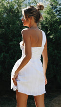 Load image into Gallery viewer, Women Clothing Solid Color Shoulder Belt Irregular Asymmetric Hem Dress