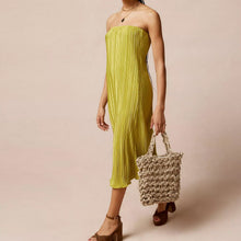 Load image into Gallery viewer, Solid Color Pleated Tube Top Backless Maxi Dress Summer Casual Loose Dress Women