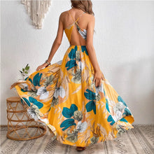 Load image into Gallery viewer, Real Shot Tropical Printing Thigh Fork Sling Dress