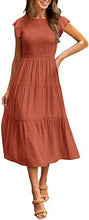 Load image into Gallery viewer, Women Clothing Popular Pinfei Flounced Sleeve Pleating Layered Short Sleeve Large Swing Dress