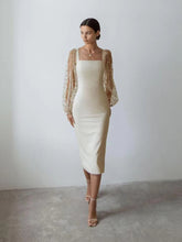 Load image into Gallery viewer, Women Concise Elegant Embroidery Stitching Hip Dress