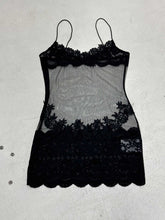 Load image into Gallery viewer, Summer Women Mesh Lace Lace Spaghetti Strap Dress See through Sexy Nightdress Vacation Maxi Dress