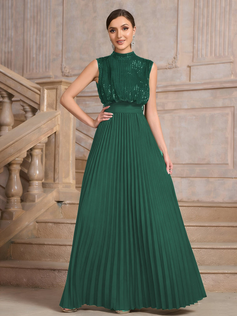 Sequined Backless High Waist Pleated Dress Women Summer Elegant Dress