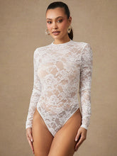 Load image into Gallery viewer, Spring Lace Long Sleeve Solid Color Sexy Slim Bottoming Women Jumpsuit