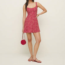 Load image into Gallery viewer, Summer Women Printing Slip Dress Square Collar Backless Fresh Sweet Floral A Line Dress