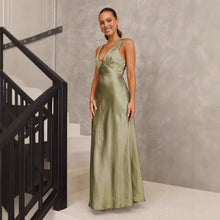 Load image into Gallery viewer, Women Dress Solid Color V neck Slim Fit Sexy Dress Evening Dress