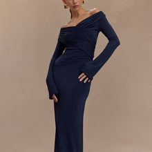 Load image into Gallery viewer, Women Spring Sexy V neck Pleated Hip Dress