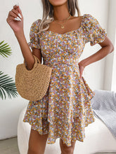Load image into Gallery viewer, Spring Summer Elegant Floral Lace-up Waist-Controlled Large Hem Dress Women Clothing