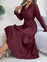 Load image into Gallery viewer, Autumn Winter Casual Collared Button Long Sleeve Cinched Pleated Maxi Dress Women Clothing