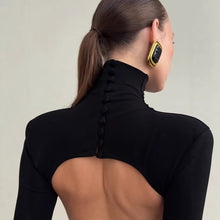 Load image into Gallery viewer, Spring Elegant Black Sexy Backless Knitted Slim Fit Long Sleeved Turtleneck Dress for Women