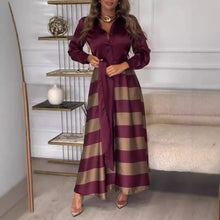 Load image into Gallery viewer, Autumn Women Long Elegant Lace Printing Stitching Dress Maxi Dress