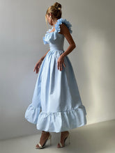 Load image into Gallery viewer, Striped Dress Summer Button Cardigan Waist Slimming Maxi Dress Flying Sleeves Dress Women