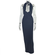 Load image into Gallery viewer, Street Solid Color Women Clothing Ruffle Hip One Step Low Cut Slim Fit Halter Slimming Maxi Dress