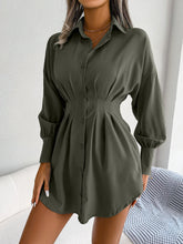 Load image into Gallery viewer, Autumn Winter Casual Lantern Sleeve Waist-Tight Asymmetric Dress Shirt Dress Women Clothing