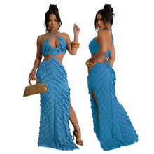 Load image into Gallery viewer, Women Clothing Small Louver Sexy Halter Lace Up Slim Fit Hollow Out Cutout Dress