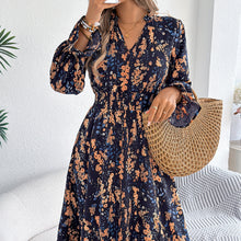 Load image into Gallery viewer, Women Clothing Spring Summer Casual Floral Flared Sleeve Waist A line Dress