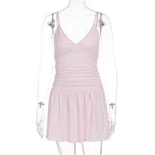 Load image into Gallery viewer, Summer Women Clothing Sexy Deep V Plunge Sling Slim Sheath Pleated Dress