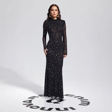 Load image into Gallery viewer, Arrival Black Dress Sexy Strap Rhinestone Tight Long Sleeve Dress