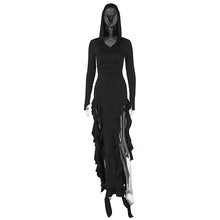 Load image into Gallery viewer, Summer Popular Trend Ruffled Stitching Long Sleeve Hooded Irregular Asymmetric Dress