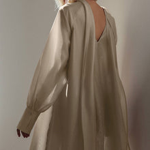 Load image into Gallery viewer, Women Clothing Stand up Collar Tie Dress Long Sleeve Side Slit Loose Casual Dress