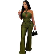 Load image into Gallery viewer, Women Wear Solid Color Elegant Halter Wide Leg Arm Covering Jumpsuit